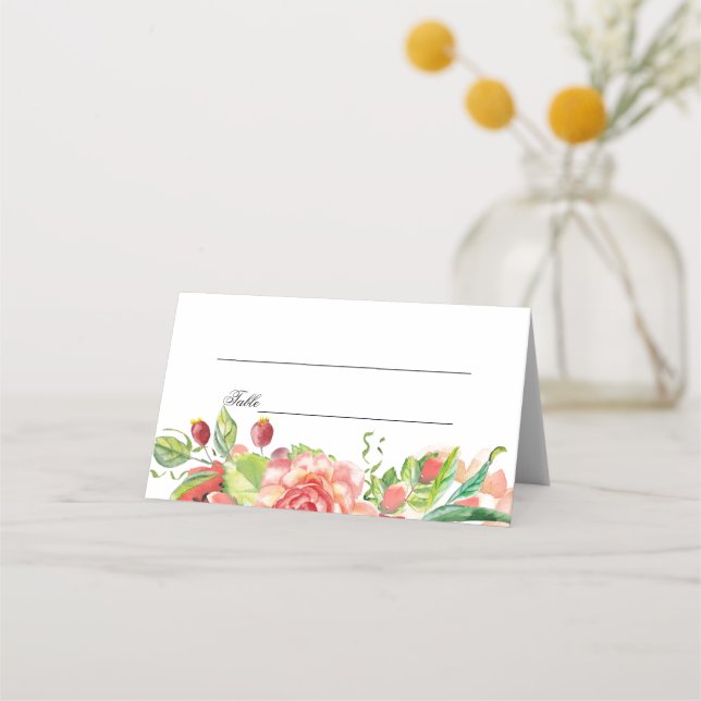 Carte De Placement Mariage floral rose et pêche (Devant)
