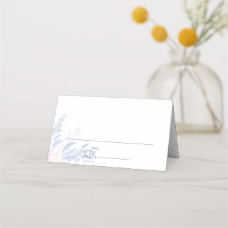 Carte De Placement Mariage floral rose géométrique bleu Dusty