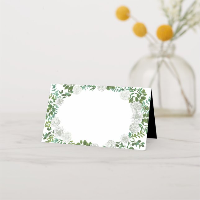 Carte De Placement Mariage floral rose noire et blanche (Devant)