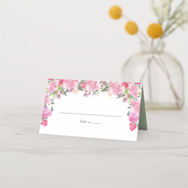 Carte De Placement Mariage floral Rose rose pâle (Devant)