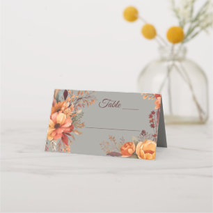 Carte De Placement Mariage Floral Rustique Aquarelle d'Automne 