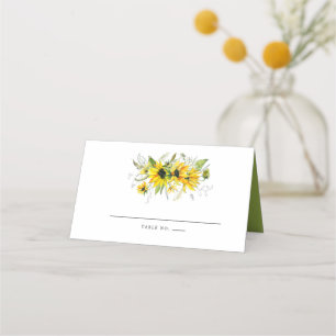 Carte De Placement Mariage floral rustique Boho jaune tournesol