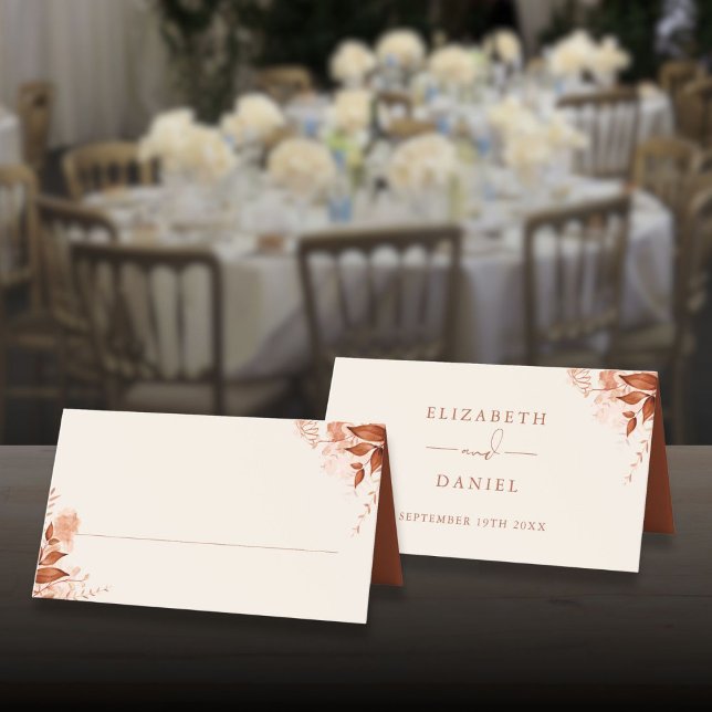 Carte De Placement Mariage Floral Rustique d'Automne (Rustic Floral Autumn Fall Wedding Place Card)