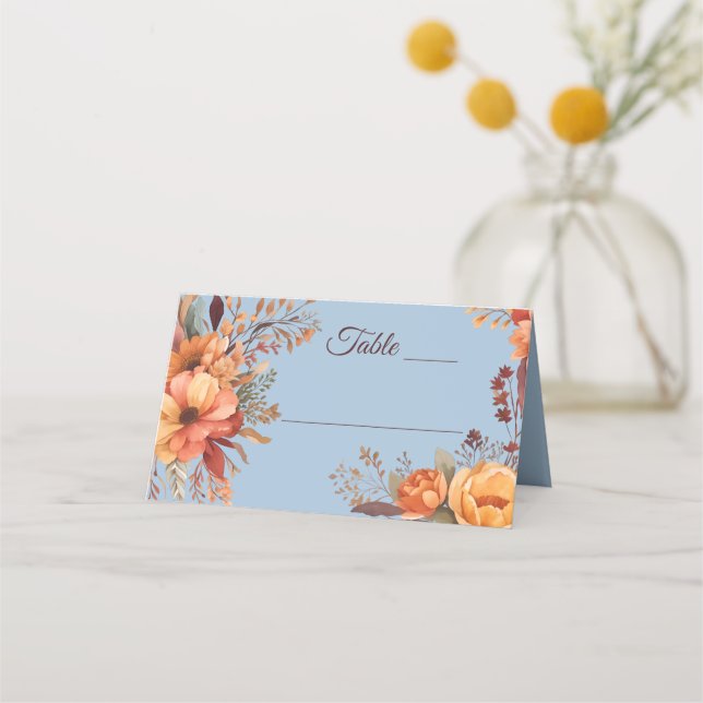 Carte De Placement Mariage floral rustique de l'automne (Devant)