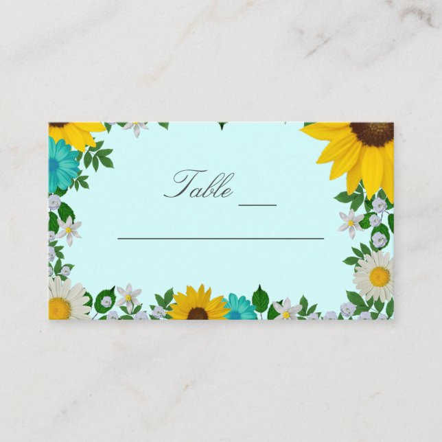 Carte De Placement Mariage floral rustique Tournesol Daisy (Devant)