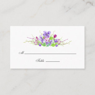 Carte De Placement Mariage floral violet et prune