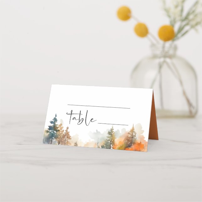 Carte De Placement Mariage forestier d'automne rustique (Devant)
