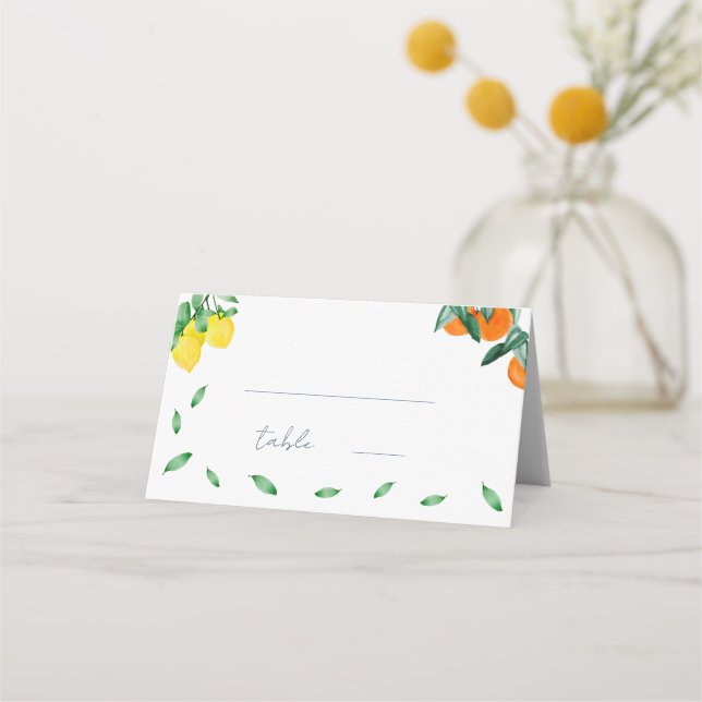 Carte De Placement Mariage français Citrus Numéro de tableau (Devant)