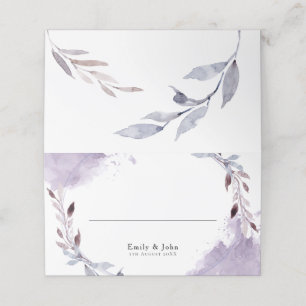 Carte De Placement Mariage frontalier Dreamy Feuille couleur violet