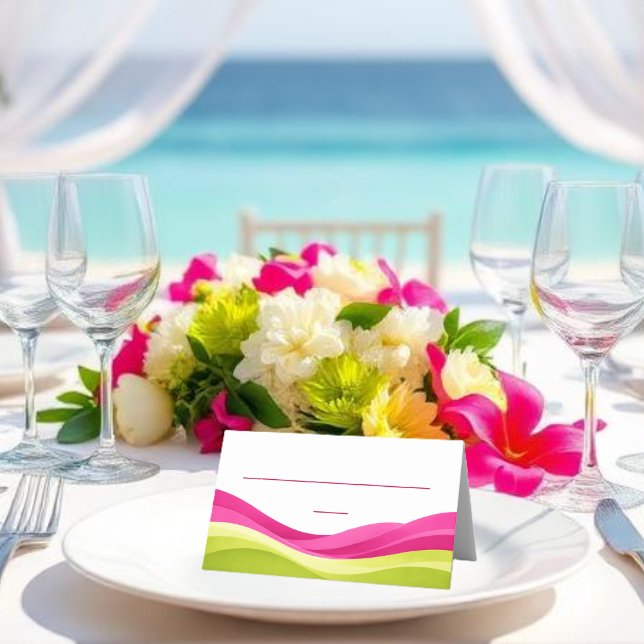 Carte De Placement Mariage Fuchsia et Vert Citron (Fuchsia and Lime Green Wedding Place Card )