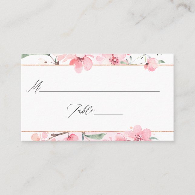 Carte De Placement Mariage géométrique de printemps à fleurs de ceris (Devant)