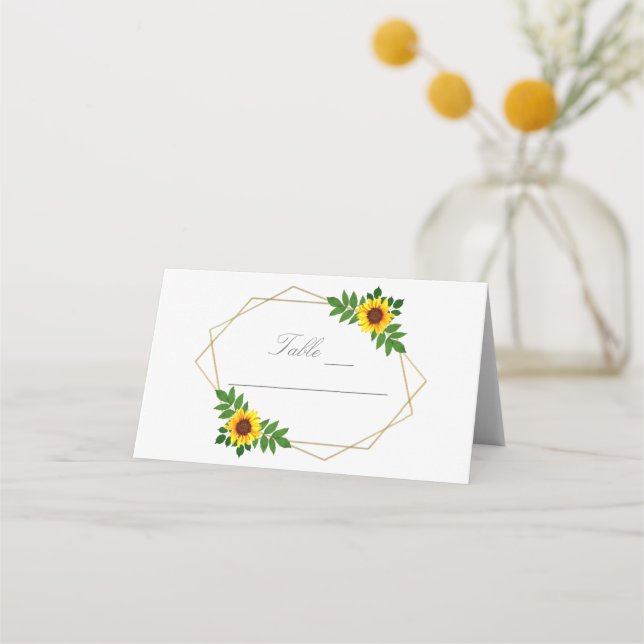 Carte De Placement Mariage géométrique tournesol (Devant)