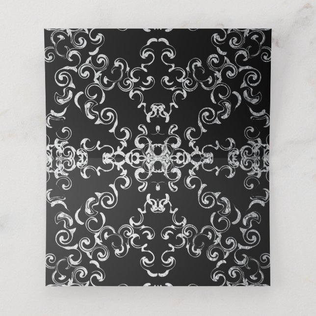 Carte De Placement Mariage gothique argenté et noir (Intérieur déplié)