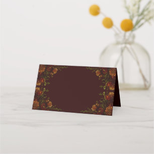 Carte De Placement Mariage gothique automnal rustique orange marron