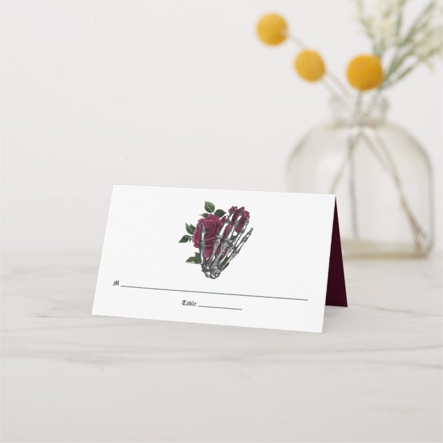 Carte De Placement Mariage gothique du squelette floral de Bourgogne (Devant)