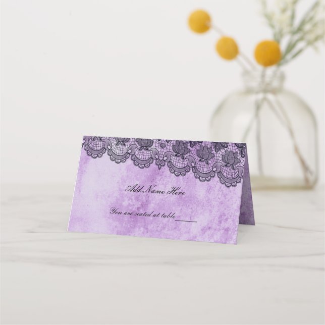 Carte De Placement Mariage gothique en dentelle noire Carte de place (Devant)
