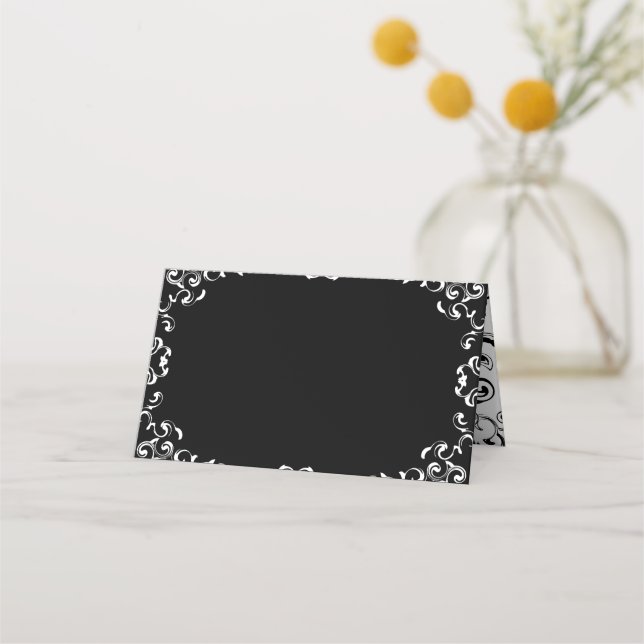 Carte De Placement Mariage gothique noir et blanc (Devant)