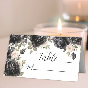 Carte De Placement Mariage Gothique Vintage Roses Noires Sombres