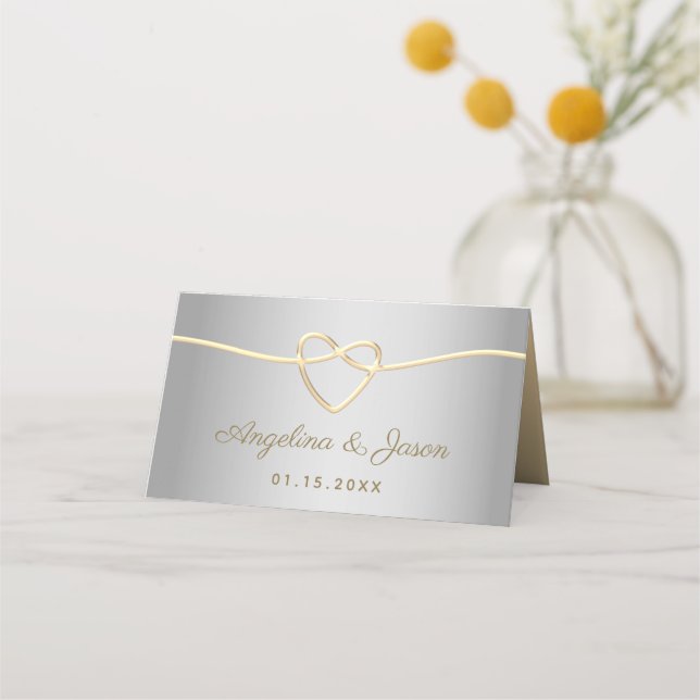 Carte De Placement Mariage Gris Argent (Dos)
