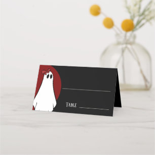 Carte De Placement Mariage Halloween Fantôme de la Dame Rouge