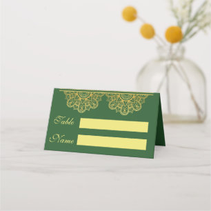 Carte De Placement Mariage indien Deep Green & Gold Mandala