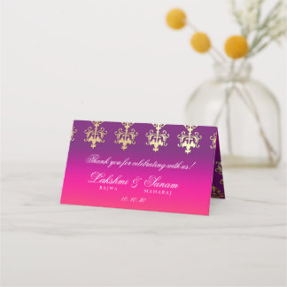 Carte De Placement Mariage indien rose violet orange