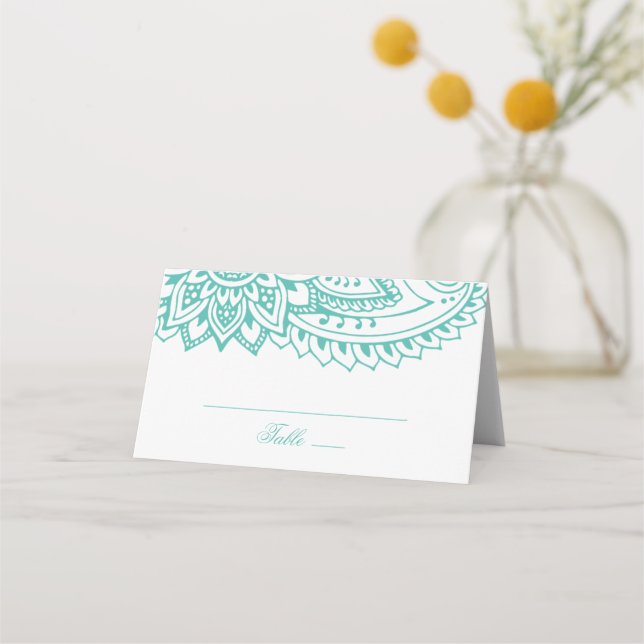 Carte De Placement Mariage indien turquoise Paisley (Devant)
