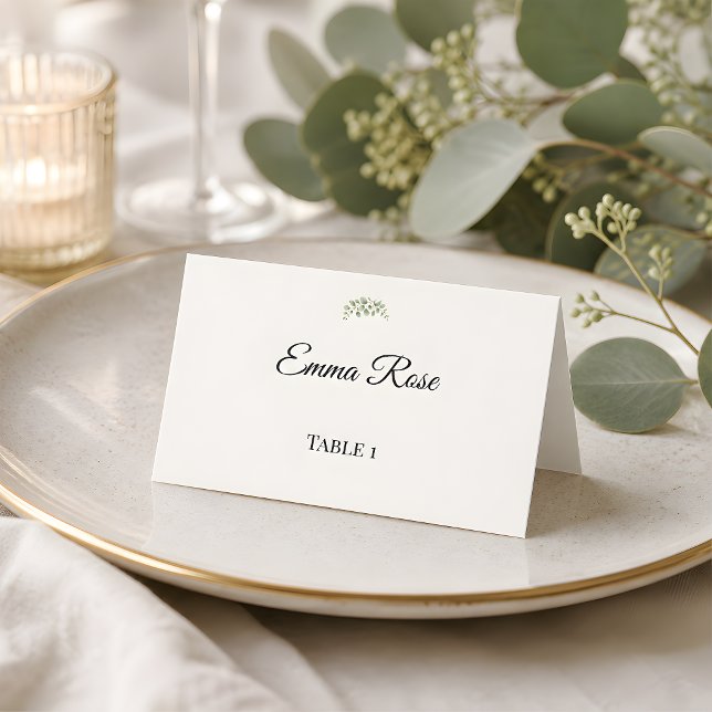 Carte De Placement Mariage Luxueux de Verdure d'Eucalyptus (Eucalyptus wedding themed reception place card)