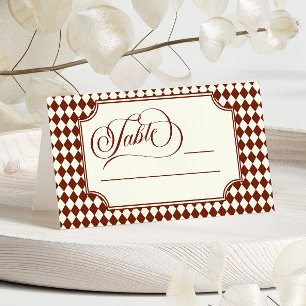 Carte De Placement Mariage Luxueux Vintage Bourgogne Ivoire Vieille F
