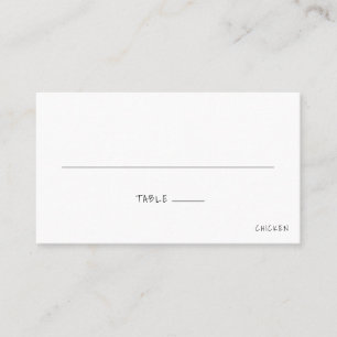 Carte De Placement Mariage Minimaliste Casual Nourriture Noir et Blan
