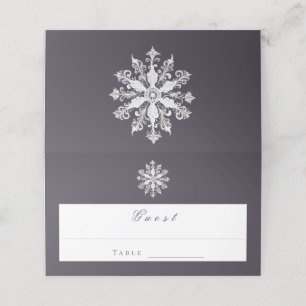 Carte De Placement Mariage minimaliste de flocon de neige Plum Purp