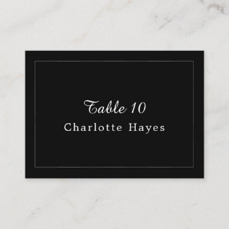 Carte De Placement Mariage Minimaliste Moderne Noir Intemporel Plat