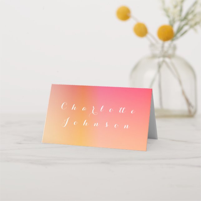 Carte De Placement Mariage Modern Sunset Ombre Nom Repas Choix (Devant)
