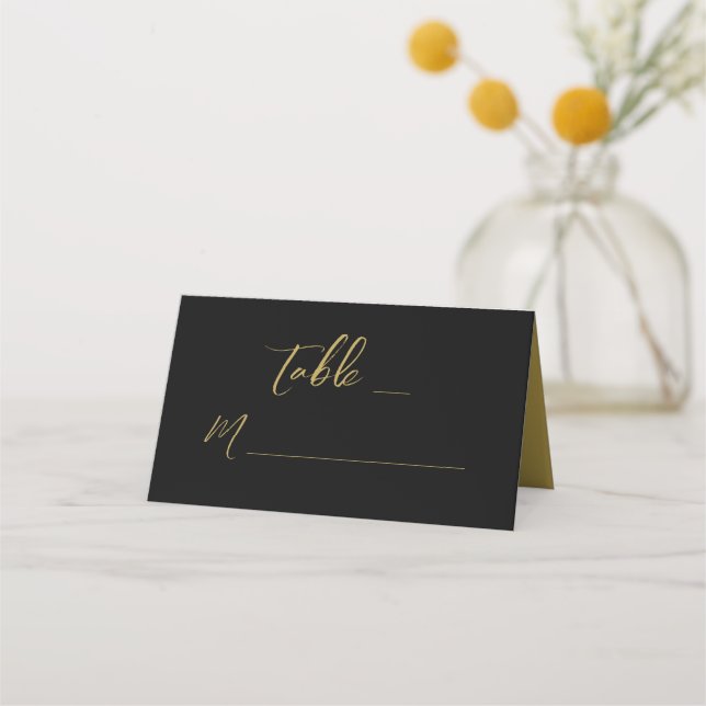 Carte De Placement Mariage moderne Black Gold (Devant)