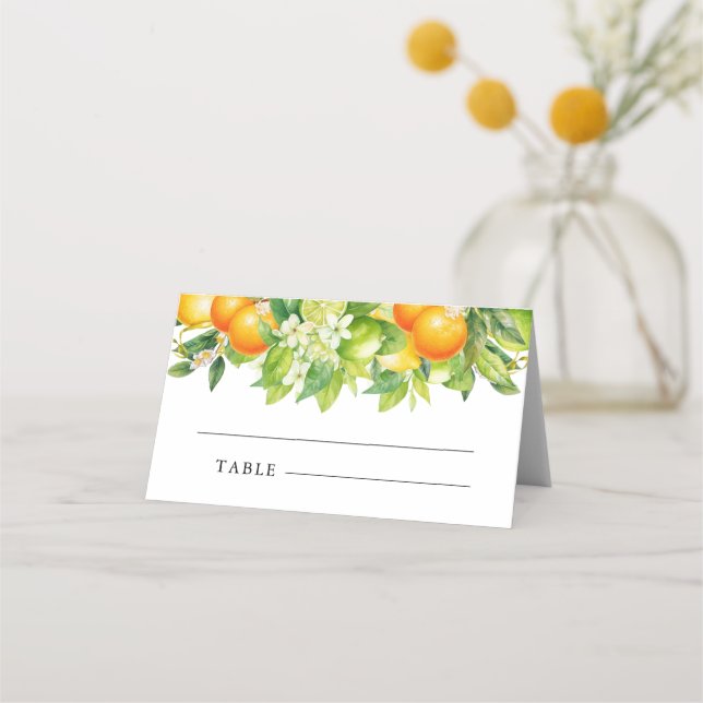 Carte De Placement Mariage Moderne Citron Orange d'Été (Devant)