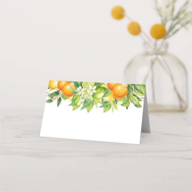 Carte De Placement Mariage Moderne Citron Orange d'Été (Devant)