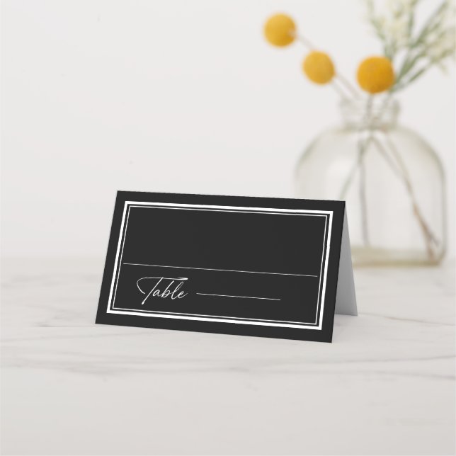 Carte De Placement Mariage moderne classique noir et blanc (Devant)