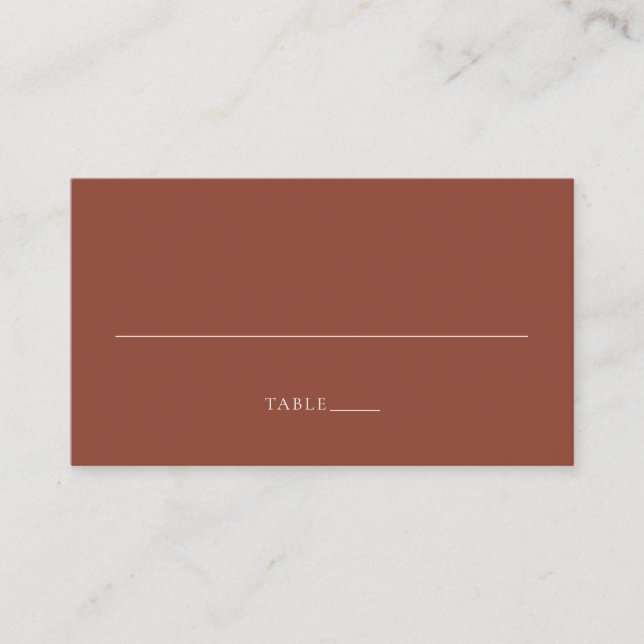 Carte De Placement Mariage Moderne Editorial Cuivre Rustique (Devant)