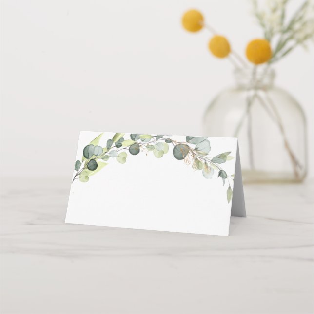 Carte De Placement Mariage Moderne Eucalyptus Vert Succulent (Devant)