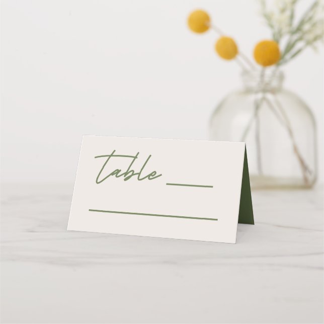 Carte De Placement Mariage moderne gris et vert olive (Devant)