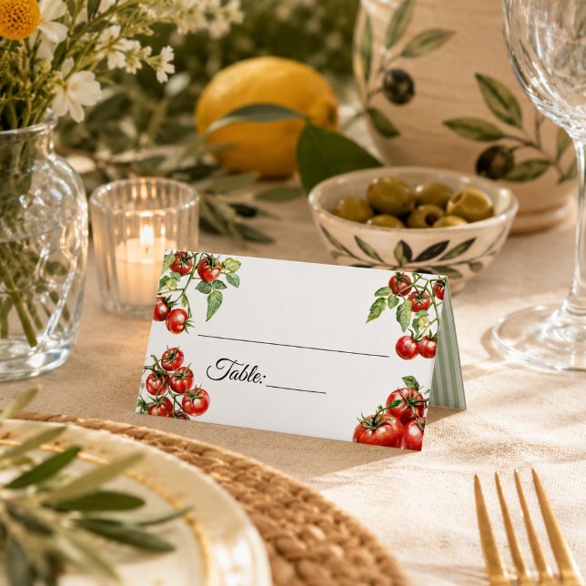 Carte De Placement Mariage Moderne Pomodoro  (Elegant Pomodoro wedding place cards)