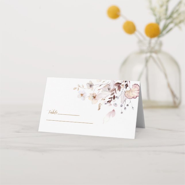 Carte De Placement Mariage Moderne Simple Automne Fleurs Séchées et F (Devant)
