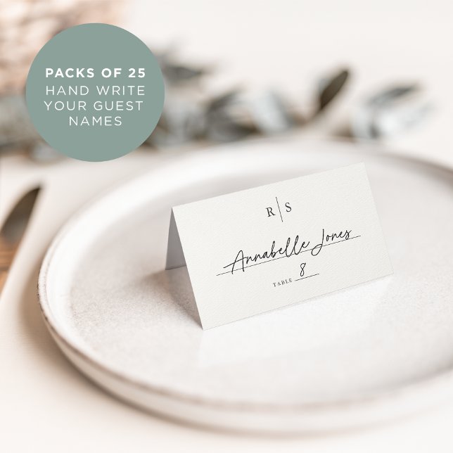 Carte De Placement Mariage Monogramme noir & écrin classique (Créateur téléchargé)