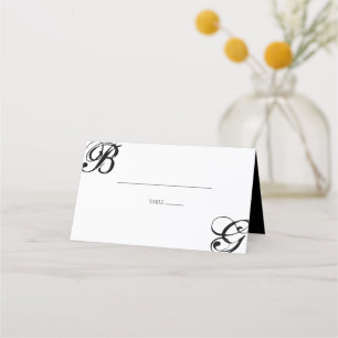 Carte De Placement Mariage Monogramme noir et blanc