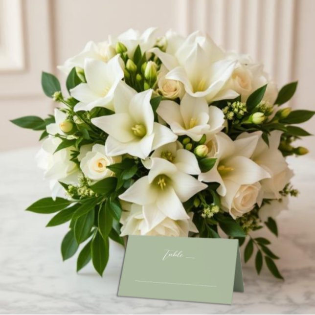 Carte De Placement Mariage Monogramme Vert Sauge & Blanc (Créateur téléchargé)