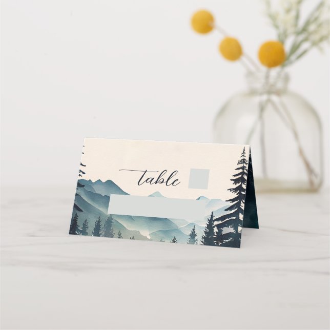 Carte De Placement Mariage Montagne Pin Aquarelle  (Devant)