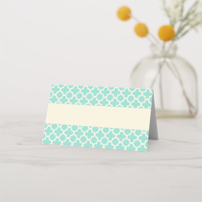 Carte De Placement Mariage Motif Mint Green Ivory Quatrefoil (Devant)