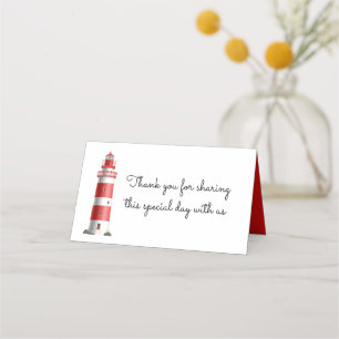 Carte De Placement Mariage nautique Lighthouse Beach Summer Red