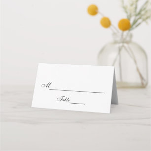 Carte De Placement Mariage noir et blanc classique