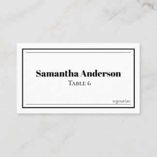 Carte De Placement Mariage noir et blanc minimaliste personnalisé